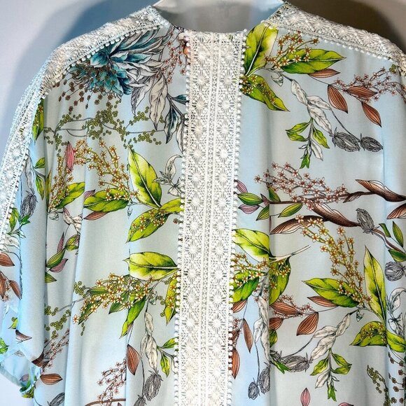 C Est. 1946 SZL Pastel Blue Vintage Inspired kimono Cottage Boho Cover Up Beach - Picture 4 of 9